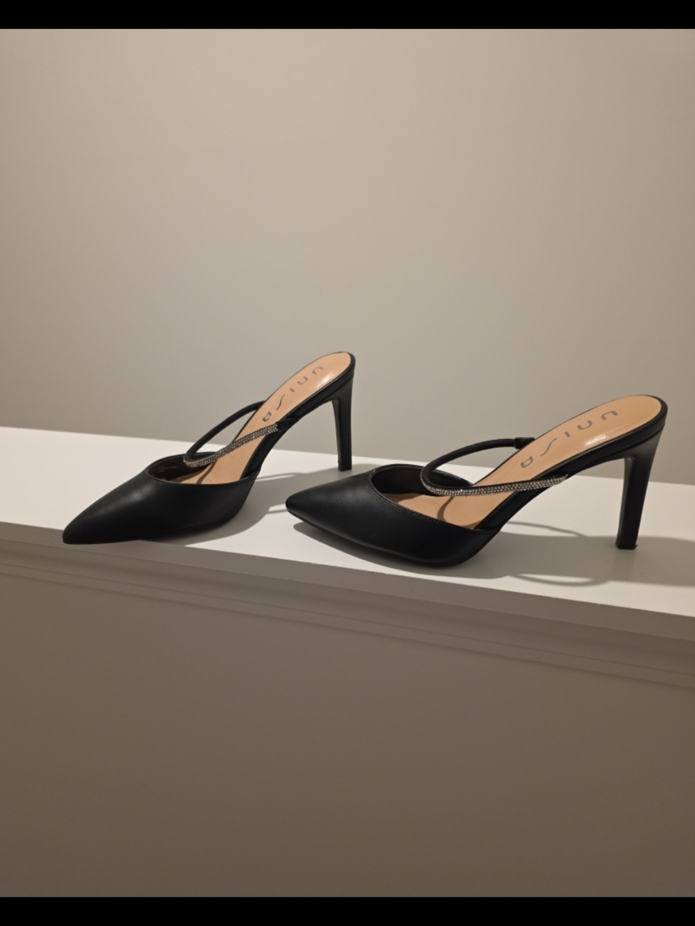 Unisa Black Pointed Toe Stiletto Mules